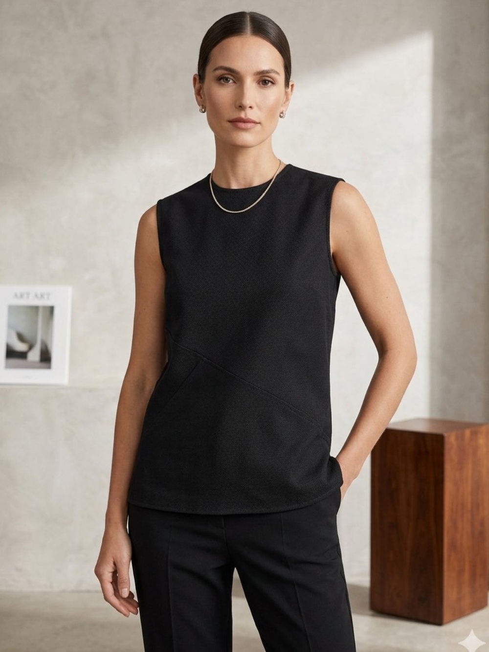TOTEME Twisted Sleeveless Canvas Top Black Size 2 NWT $420 Linen Blend Canvas